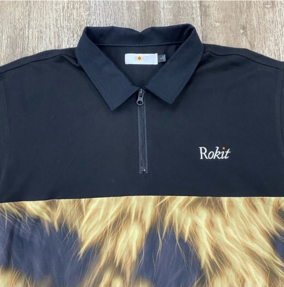 NWOT Rokit Men's long sleeve quarter zip Polo Shirt size L - Picture 2 of 4